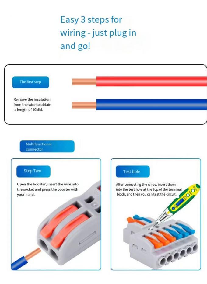 Conector de fio de iluminação LED Químico 1 em 2 de saída Terminal Bloco 2 em 4 de saída Splitter de fio 3 em 6 de saída Terminal Box para exterior 5