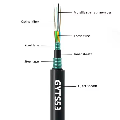 Factory Stock Outdoor Double Armoured GYTS53-96 Cores Fiber Optic Cable Double Jacket G652D Shipped Same Day