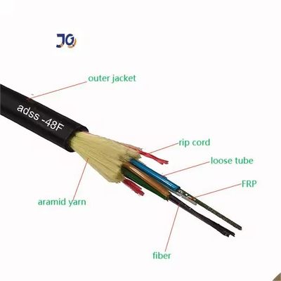 ADSS Single Jacket Aerial Fiber Optic Cable Single Mode Aramid Yarn Strength Outdoor Overhead Installation FTTx Telecom