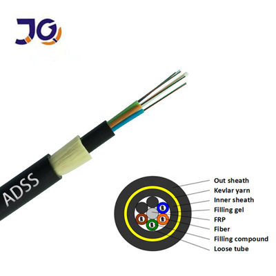 ADSS 12 24 cabos de fibra ótica exteriores de 48 fios do período 100m 200m Armid do núcleo