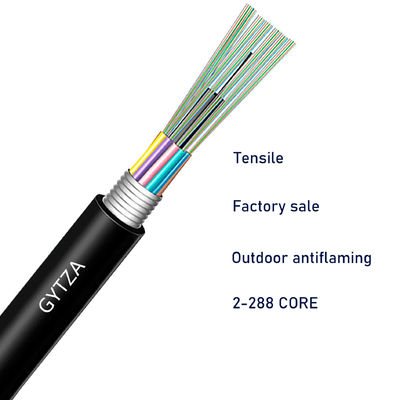 G652D GYTZA de modo único para exterior 4c 12c 36c 72c 96c Cabo de fibra óptica retardador de chama