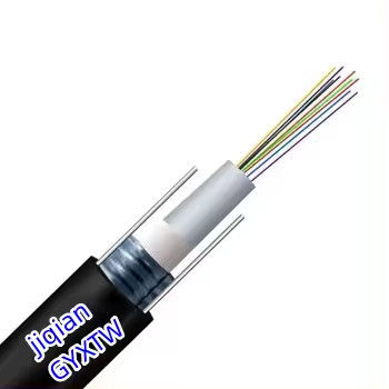 4 6 8 12 24 Núcleos GYXTW Cabos de fibra óptica de modo único para o exterior Faixa de aço Armadura paralela de aço