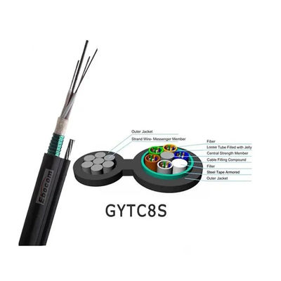 2- 144 núcleo Single Mode Armored Outdoor Optical Cable GYXTC8S/GYTC8S Aerial Self-supporting Figura 8 Estrutura