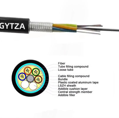 Cabos de fibra óptica blindados ao ar livre GYTZA Capa anti-chamas LSZH Cabos de bainha externa