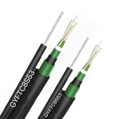 Fibra de fibra de vidro para exterior Figura 8 GYFTC8S53 Dupla fita de aço blindada Dupla bainha de PE Fibra de fibra óptica