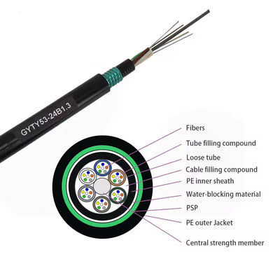 2-144 núcleos duplo invólucro duplo blindado GYTY53 Cable de Fibra Óptica Subterrânea Directamente Enterrado