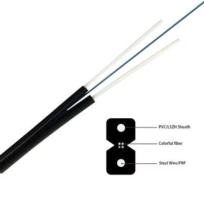 2 núcleos 4 núcleos FTTH cabo de fibra óptica cabo plano GJXH/GJXFH com fio de aço ou FRP
