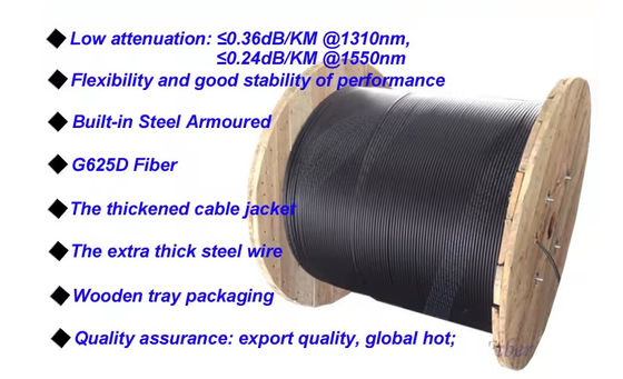 Cabos de fibra óptica de fita de aço de tubo único GYXTW Cabos de comunicação de modo único de 24 núcleos
