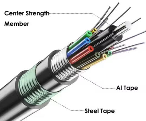 24 núcleo GYTA53 cobertor blindado duplo exterior de modo único blindado cabo de fibra óptica para enterro direto