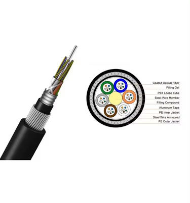 72 núcleo GYTA33 enterrado direto cabo de fibra óptica submarino anti roedores Cable de fibra óptica blindado