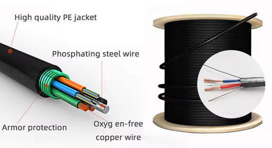 Fábrica peice 96 núcleo GDTA GDTS Fotoelétrico híbrido cabo de fibra óptica G652D fibra de modo único com fio de alimentação