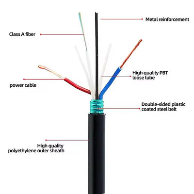 48 60 72 96 núcleo Cabos de fibra óptica blindados com 2*1,5 mm de fio de alimentação GDTA GDTS Cabo fotovoltaico híbrido de fibra óptica