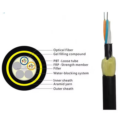 24 Núcleo de Área Externa ADSS Modo Único Fibra Óptica Cable 4km/tambor G652d Fabricante Fornecedor