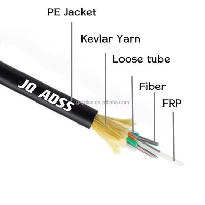 Fornecedor de cabos da China ADSS Single Jacket 48 Core Single ou Multi Mode FRP 1,5 mm 100m Span Length Fiber Optic Cable