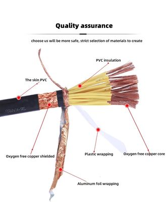 Cabos RVVP de fibra híbrida de PVC LSZH para exterior com núcleos 2/3/4/5/6 Cat6 FTP Espiral blindado Cabo de sinal de controle de cobre puro