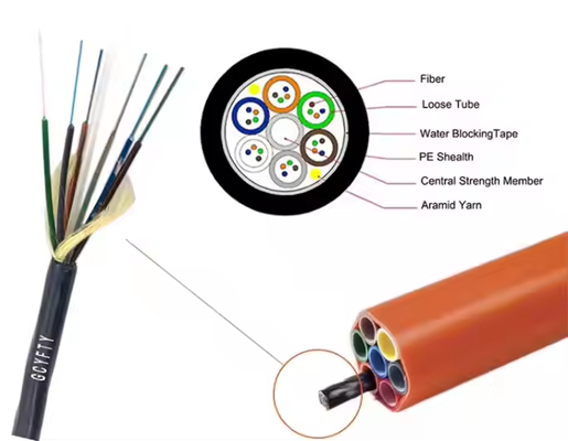 GCYFTY/GCYFY Cabo de Fibra Óptica Micro Soprado por Ar Simplex Micro Duto 4 6 8 12 24 48 96 Fios Exterior Não Metálico Camada-Encalhado