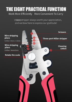 Alicate decapador de fibra óptica 9 em 1 para cabos de fibra óptica