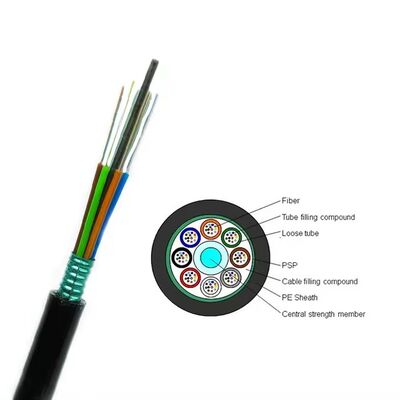Cabo de Fibra Óptica Blindado GYTS de 288 Fibras, Monomodo, para Exterior, Enterrado Direto, Reforçado com Fita de Aço