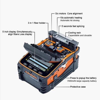 AI 9 Fibra Fusão Splicer Automática FTTH Fibra Óptica Splicing Machine baixa perda alta precisão