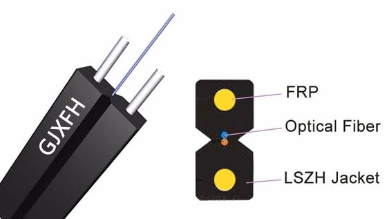 Cabos de queda de fibra óptica FTTH para GJXFH interiores com 2 fios de aço FRP