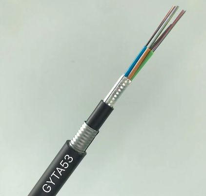 12 24 48 96 Núcleo de modo único G652d cabo aéreo de fibra óptica de conduta externa GYTA53 GYTS53