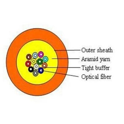 Cabo de fibra ótica alaranjado do núcleo apertado do amortecedor OD6.8mm 4