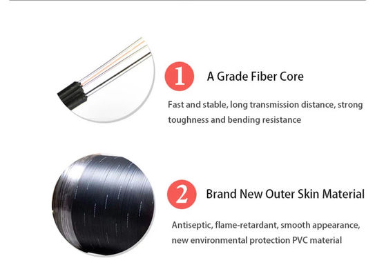 Cabo pendente da fibra ótica preta do revestimento G657A1 1km FTTH