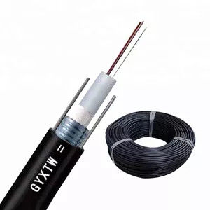 Cabo Óptico Aéreo GYXTW 24 Fios de Aço Mensageiro Cabo de Fibra Óptica Bainha de HDPE