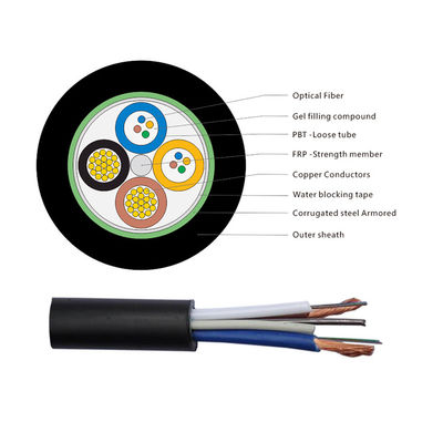 Cabo de fibra óptica OPLC híbrido com condutores de cobre para FTTH