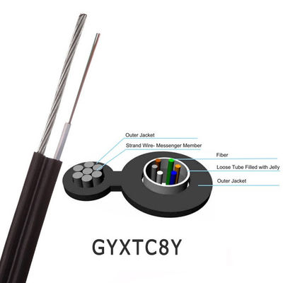 O núcleo 48 encalhou a figura 8 revestimento do fio de aço do PE do cabo da fibra