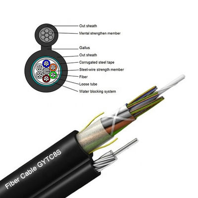 144 núcleos mensageiro exterior Fiber Optic Cable gytc8s de 96/
